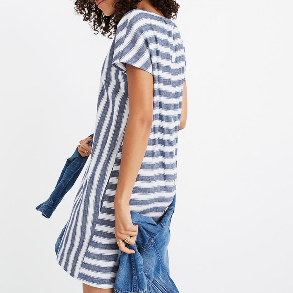 Stripe-Play Button-Back Tee Dress